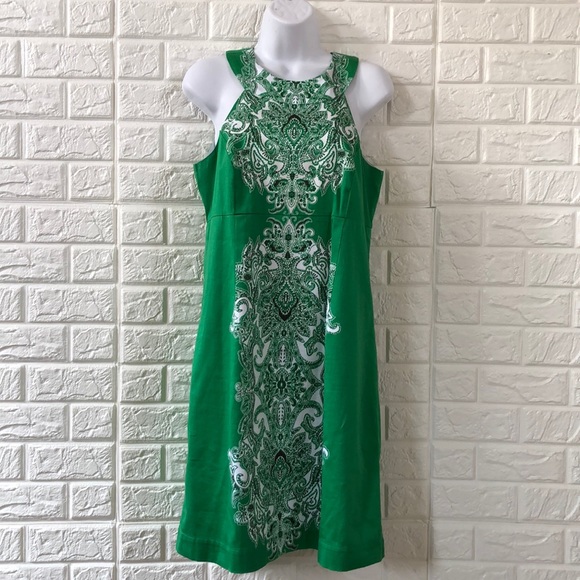 INC Kelly green paisley career dress - Picture 4 of 8